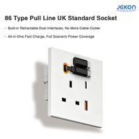 Kabel Minimalis Rapi yang Dapat Ditarik, Soket 3 Pin UK, Dilengkapi Antarmuka Ganda Pengisian Daya Cepat Berkecepatan Tinggi