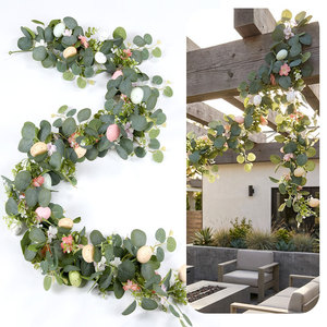 FUYI Artificial Rattan Easter Egg Garland With Flowers And Leaves Home Decoration For Holiday Arrangement - Product Image 4