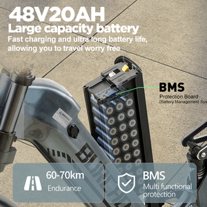 Bicicleta de Montaña para Adultos BURCHDA AZ20, Batería de 48V20AH, Ruedas de 20 Pulgadas y 4.0, 7 Velocidades, Suspensión Hidráulica Completa, Neumáticos Anchos AZ20, Stock Europeo - Product Image 2