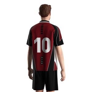 Maillot de football à séchage rapide avec col polo en V, confectionné en tissu respirant, idéal pour les matchs en stade et l'entraînement décontracté - Product Image 4