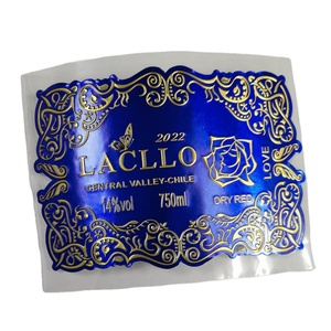 Printed Waterproof Adhesive 3d Embossed Electroplate <b>Chrome</b> Metal Wine Label Stickers for Wine Bottle <b>Box</b> - Product Image 2