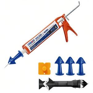 Juego de pistola de calafateo manual de 14 piezas con empuñadura de metal, barril completo, grado industrial, precisión de silicona, sin necesidad de electricidad - Product Image 1