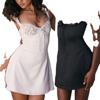 Femmes Sexy Halter Robe Femme Nouvelle Mode Dentelle Bas Décolleté Rosée Dos Sac À Dos Hanche Jupe