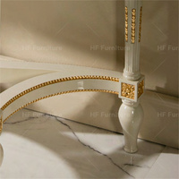 Meubles de salon élégants de style français antique haut de gamme ensemble de table console blanc et or