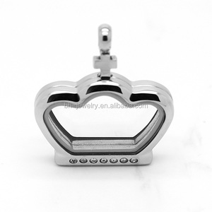 Colgante con diseño de corona de buena calidad, medallones flotantes, collar, precio al por mayor - Product Image 2