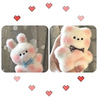Pendentif figurine en peluche couineuse pour enfants, motif petit ours et lapin, avec lapin mignon rougissant, breloque porte-clés de sac