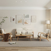 Nordischer Einzelsessel aus Massivholz mit Stoffbezug, Balkon-Sofa, Kleines Apartment-Tisch-Stuhl-Set, Gästehaus-Freizeitmöbel, Wohnzimmer