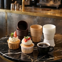 Vasos Desechables para Pasteles y Muffins con Borde Enrollado, Resistentes al Calor y al Agua, de Papel para Hornear con Borde Rizado, de Fábrica, para Tiendas de Postres Premium