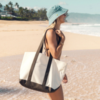 Sac fourre-tout Royal Fair personnalisé, minimaliste, bicolore, en toile et polyester, avec fermeture éclair, pour l'été, grand format, décontracté, pour le quotidien, la plage