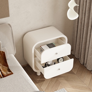 High Quality Modern Farmhouse <b>White</b> Solid Wood Nightstand with Storage <b>Drawer</b> for <b>Bedroom</b> Living Room Apartment - Product Image 2