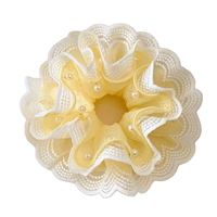 Élastique à cheveux double couche en dentelle et perles, accessoire de luxe pour chignon et queue de cheval basse, vente en gros d'accessoires de mode pour femmes