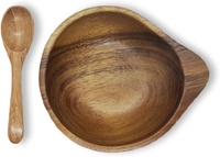 Bol en bois d'acacia pour condiments, sauce à trempette, noix, bonbons, fruits, apéritifs et collations