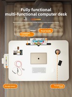 Petit bureau pliable de chevet avec table d'appoint en MDF, support pour ordinateur portable et plateau de lit pour dortoir et usage domestique