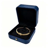 Bracelet à pendentif bleu marine de luxe, grand format, emballage de bijoux avec logo personnalisé, boîte à bagues de mariage, boîte à colliers