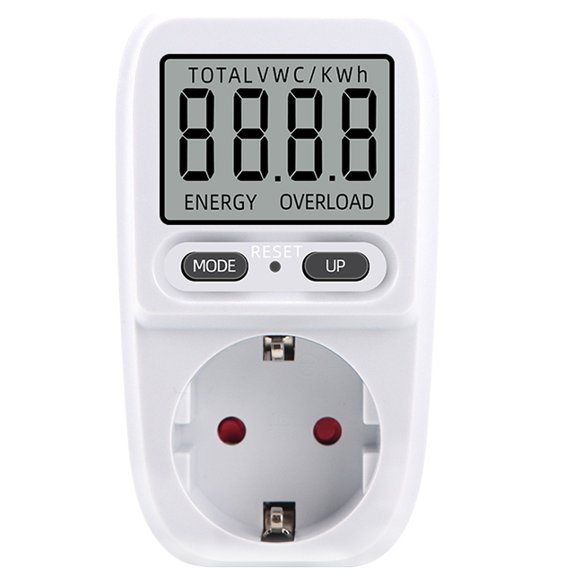 Power Energy Monitor Socket Power Meter LCD Display 230Vac Voltage Saving Management Kwh Unit Overload Protection Household