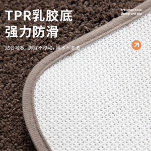 Tapis de sol en peluche carré Sk, couleur unie, absorbant, tapis de bain au design minimaliste, antidérapant pour salle de bain - Product Image 4