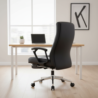 Échantillons gratuits Chaise de patron en cuir noir Vente en gros avec repose-jambes Mobilier de bureau de travail Gestion d'usine Chaises en cuir de bureau du PDG