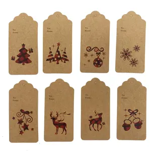 80pcs/pack 8 Different Design Christmas Tags Kraft Paper Tags Hang Labels