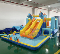 Château gonflable Happy Castle, toboggan aquatique gonflable pour enfants, petit modèle, avec combo de château gonflable pour le plaisir estival