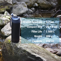 Bouteille purificatrice d'eau extérieure à pression, double paroi, filtre UF, sans BPA, filtre à eau portable, logo personnalisé, faible MOQ pour le camping