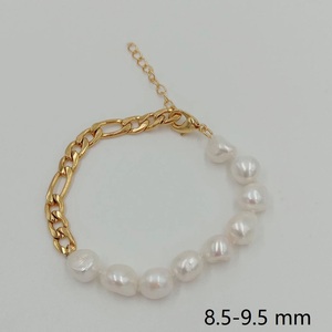 100% Nature Freshwater <strong>Pearl</strong> <strong>Bracelet</strong> , 6.5-9.5 mm Baroque <strong>Pearl</strong> <strong>Bracelet</strong> Mixed With Stainless Steel Chain ,18k <strong>Gold</strong> Plating - Product Image 3
