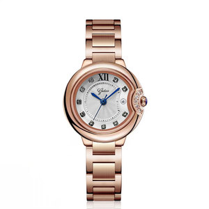 Women's Waterproof Glass Quartz <b>Watch</b> Stainless Steel Dial Genuine Leather Strap - Product Image 3