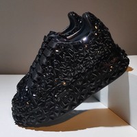 Nouvelles Chaussures Décontractées Classiques à Diamants Scintillants, Tendance, Montantes, à Semelle Épaisse, avec Strass, pour Femmes, Style 'Old Daddy' Rehaussées