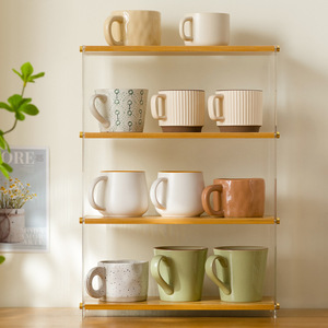 Acrylic Cup Storage Rack 4 Layers Desktop Organizer Dustproof Display Shelf for Tea Water Cups - Product Image 4