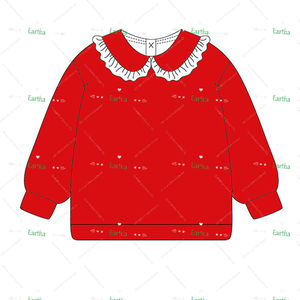 Felpa monogramma girocollo in pizzo felpa 100% felpa con cappuccio in pile di <span class=keywords><strong>cotone</strong></span> a manica lunga <span class=keywords><strong>felpe</strong></span> con volant da <span class=keywords><strong>bambina</strong></span> - Product Image 5