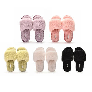 Pantoufles confortables à bout ouvert hiver intérieur extérieur maison dames moelleux diapositives en peluche fausse fourrure pantoufles pour femmes - Product Image 6
