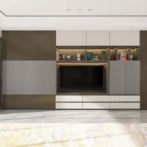 Meuble TV en bois LED multifonctionnel innovant, mobilier de maison, salon contemporain, étagères réglables, gestion des câbles - Product Image 3