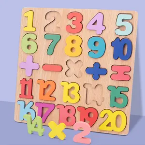 Commercio all'ingrosso di lettere numeriche per bambini blocchi costitutivi bambino mano cognitiva che afferra tavole di legno giocattoli educativi