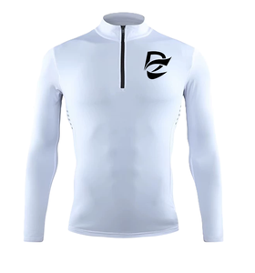 T-shirt de sport à manches longues vert foncé à col montant et demi-zip, compression, personnalisable en gros, directement de l'usine - Product Image 2