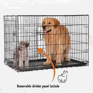กรงสุนัขทำจากโลหะพับได้30 "ลังสุนัขสองประตูทนทานกรงสุนัขสีดำ - Product Image 3