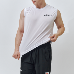 เสื้อกล้ามตาข่ายระบายอากาศแห้งเร็วสำหรับผู้ชาย ROKA China เสื้อออกกำลังกายแขนกุดน้ำหนักเบาสำหรับเล่นกีฬา - Product Image 3