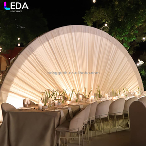 LEDA Wedding Decor Supplies Modern New Arrival Outdoor Semi-circular Metal White Fan-shaped Fabric <b>Backdrop</b> - Product Image 3