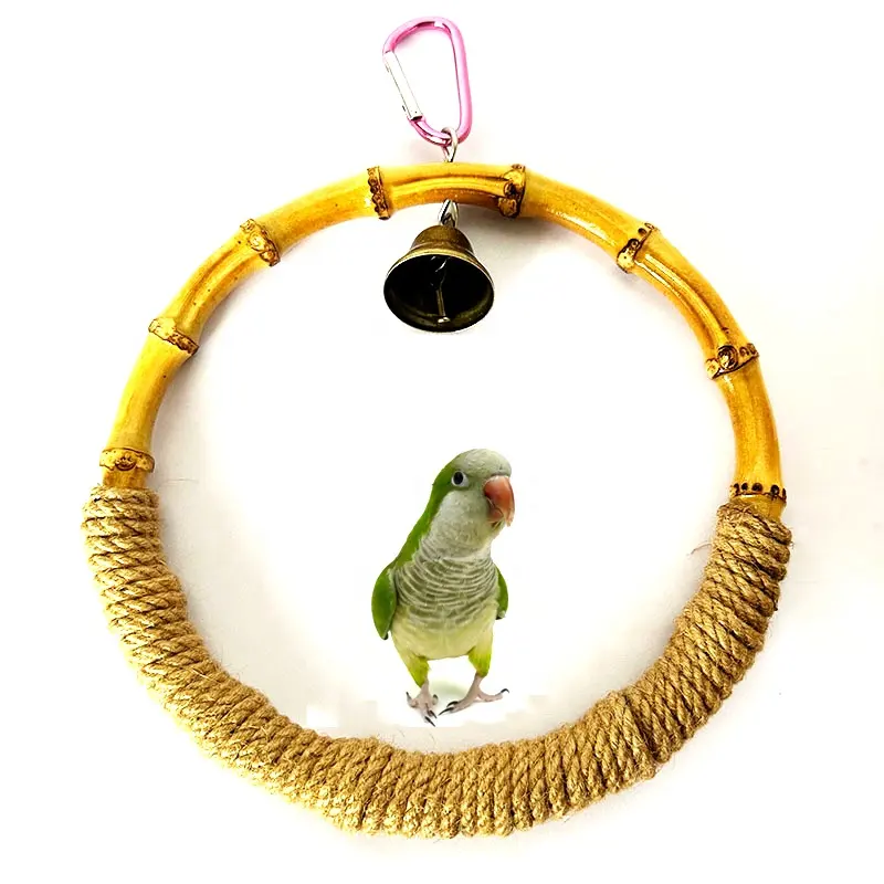 Papegaai Speelgoed Natuurlijke Bamboe Ring Schommel Vogel Slijtvaste Bijtbestendige Vogel Kooi Vogelhuis Accessoires Benodigdheden