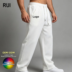 Pantalon de sport décontracté RUIQUWIN pour homme, coupe droite légère, séchage rapide, respirant, taille mi-haute, en toile, jambe large, couleur unie - Product Image 1