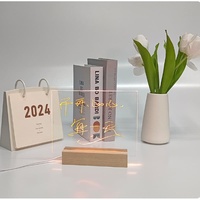 Tableau de notes calendrier LED en acrylique transparent effaçable avec support lumineux pour décoration de bureau et maison