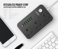 LDNIO SK3662 2500W UK Prise de courant 6 Ports USB-A Prise d'extension avec câble de 2M et interrupteur de sécurité Prix de gros d'usine