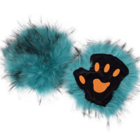 Gant demi-doigt en forme de patte d'ours mignon pour cosplay, exposition de bandes dessinées, cheveux longs, Halloween, carnaval