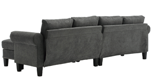 Convertible L-Shaped Sectional Sofa <b>Set</b> with Storage and Sofa Bed Four-Seater <b>Linen</b> Fabric - Product Image 6