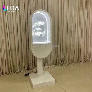 LEDA White Modern Telephone Booth with <b>LED</b> Light Floral Topper Leave a Message Box Wedding Reception Party Event Decor Metal - Product Image 5