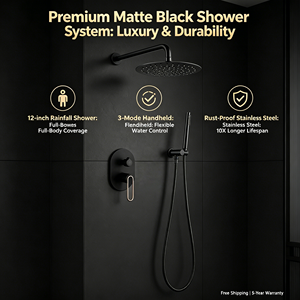 Sistema <span class=keywords><strong>de</strong></span> Ducha Moderno para Baño, Cabezal <span class=keywords><strong>de</strong></span> Ducha Superior con Efecto Lluvia, Kit <span class=keywords><strong>de</strong></span> Grifería para Ducha, Duchas <span class=keywords><strong>de</strong></span> Baño, Conjunto <span class=keywords><strong>de</strong></span> Ducha Empotrado - Product Image 3