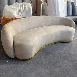 Nhung Hiện Đại Cong Sofa Set Cho Phòng Khách Mềm Mại Với Chải Vàng Kim Loại Cơ Sở Cho Phòng Tập Thể Dục Biệt Thự Trường Học-Nhà Máy Giá Bán Buôn - Product Image 4