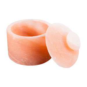 Pot à bonbons en sel rose naturel, pot de rangement décoratif de qualité supérieure pour la cuisine, pot à bonbons en sel de l'Himalaya, pot de rangement artisanal pour table - Product Image 2