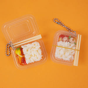 Pendentif porte-clés créatif en forme de boîte de restauration rapide, riz frit, riz frit au chili, bol de riz à la viande, décoration de bento alimentaire - Product Image 3