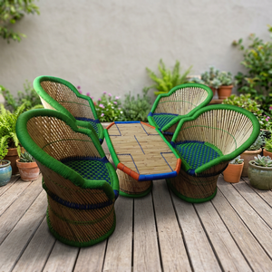 Modern Outdoor Rattan Furniture <b>Set</b>-Lightweight Durable Eco-Friendly Washable Table Chair Stool Waterproof Finish Bedroom - Product Image 1