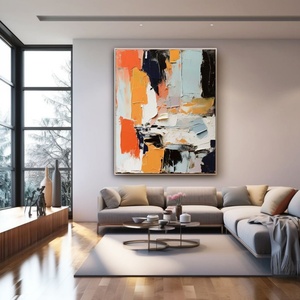 Peinture à l'huile abstraite artisanale encadrée, art mural pour chambre minimaliste, chambre d'hôtes, décoration d'hôtel - Product Image 4