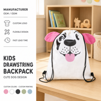 Sac à dos à cordon personnalisé en polyester imperméable réutilisable pour enfants, idéal pour les cadeaux de fête d'anniversaire, le sport, la gym et les voyages